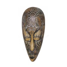 Wooden Grey Brown Dots Paint Aboriginal Mask 50 cm