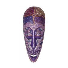 Wooden Purple Dots Paint Aboriginal Mask 50 cm