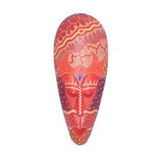 Wooden Red Purple Dots Paint Aboriginal Mask 50 cm