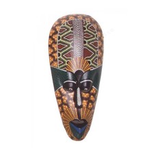 Wooden Brown Orange Dots Paint Aboriginal Mask 50 cm