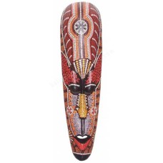 Wooden Red White Dots Paint Aboriginal Mask 100 cm