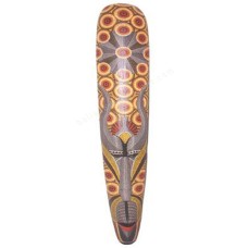 Wooden Orange Grey Paint Aboriginal Mask 150 cm