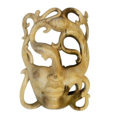 Modern Wood Abstract Floral Balinese Mask