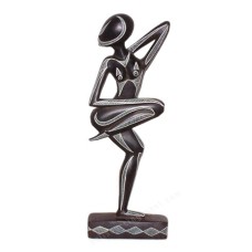 Wooden Abstract Raised Leg Woman Black White