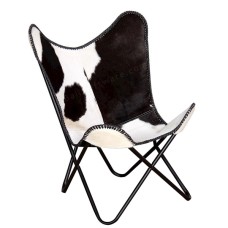 Relax Chair Cowhide Leather Black White