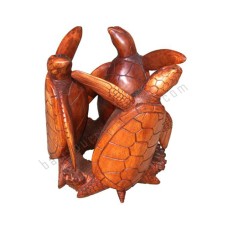 Wooden Carved Three Turtles Table 50 cm