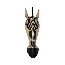 Wooden Zebra Mask Black White 50 cm