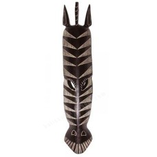 Wooden Dark Brown White Zebra Mask 100 cm