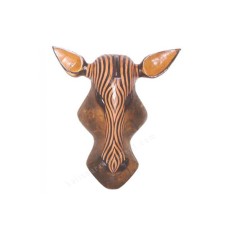 Wooden Brown Zebra Mask 35 cm