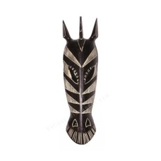 Wooden Dark Brown White Zebra Mask 45 cm