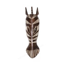 Wooden Brown White Zebra Mask 45 cm