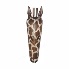 Wooden Brown White Giraffe Mask 45 cm