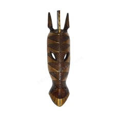 Wooden Brown Gold Zebra Mask 50 cm