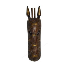 Wooden Dark Brown Gold Giraffe Mask 50 cm