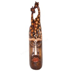 Wooden Brown Mask Giraffe Motif 100 cm