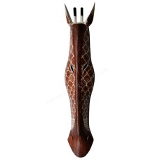 Wooden Giraffe Mask Brown White 100 cm