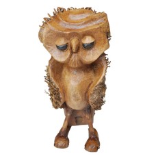 Hand Carved Bamboo Root Owl Statue