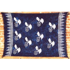 Batik Stamped Sarong Blue White Sea Shells