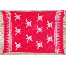 Batik Stamped Sarong Red White Turtles