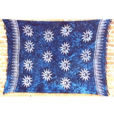 Batik Stamped Sarong Blue White Big Suns