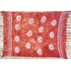 Batik Stamped Sarong Brown White Big Suns 