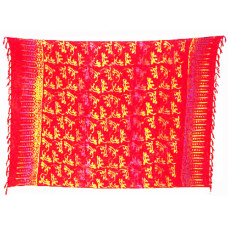 Batik Stamped Sarong Red Yellow Geckos