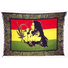 Batik Sarong Bob Marley Singing And Marijuana Leaf 