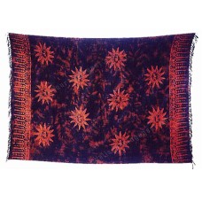 Batik Stamped Sarong Black Brown Big Suns