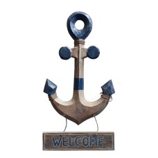 Wooden Anchor Welcome Sign Nautical Décor 55 cm