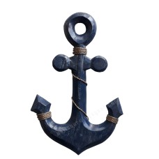 Wooden Anchor Nautical Décor Blue Wash 45 cm