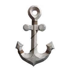 Wooden Anchor Nautical Décor White Wash 45 cm