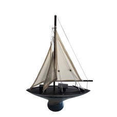 Wooden Decorative Sailing Boat Blue Wash 40 cm