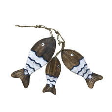 Wooden Bunches Fish Brown White Blue 35 cm