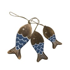 Wooden Bunches Fish Brown Blue White 35 cm