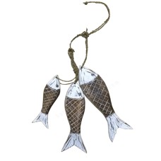 Wooden Bunches Fish Brown White Wash 50 cm