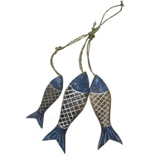 Wooden Bunches Fish Brown Blue Wash 50 cm