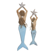Wooden Pair Dancing Mermaids Wall Hanging 