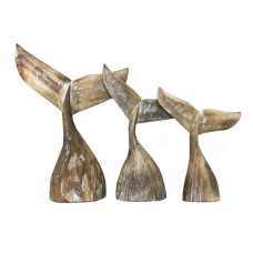 Wooden Rustic Decorative Whale Tail Set Of 3 