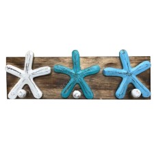 Wooden Hanger Starfish White Blue 40 cm