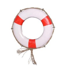 Wooden Decorative Buoy White Red 40 cm