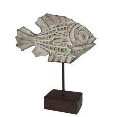 Wooden Decorative Rustic Fish On Stand 40 cm