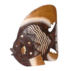 Wooden Angel Fish Antique Brown 30 cm