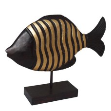 Wooden Brown Gold Fish On Stand 50 cm