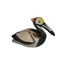 Wooden Black Grey Little Pelican 10 cm