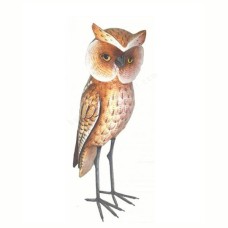 Wooden Brown Standing Owl 30 cm
