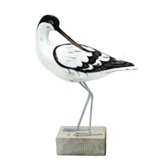 Wooden Avocet Preening Bird On Base 33 cm