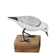 Wooden Sanderling Feeding Bird On Base 18 cm 