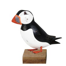 Wooden Puffin Bird On Base 20 cm 