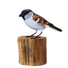 Wooden Tit Garden Bird On Tree Stump 18 cm