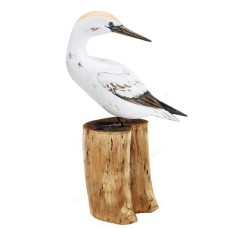 Wooden Gannet Preening Bird On Tree Stump 48 cm